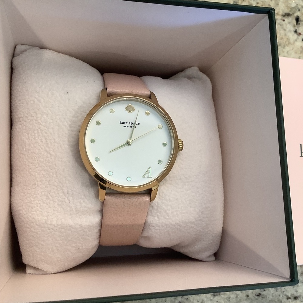 Kate Spade New York “A” Pink Cream Ladies' Watch Leather Band - Picture 2 of 6